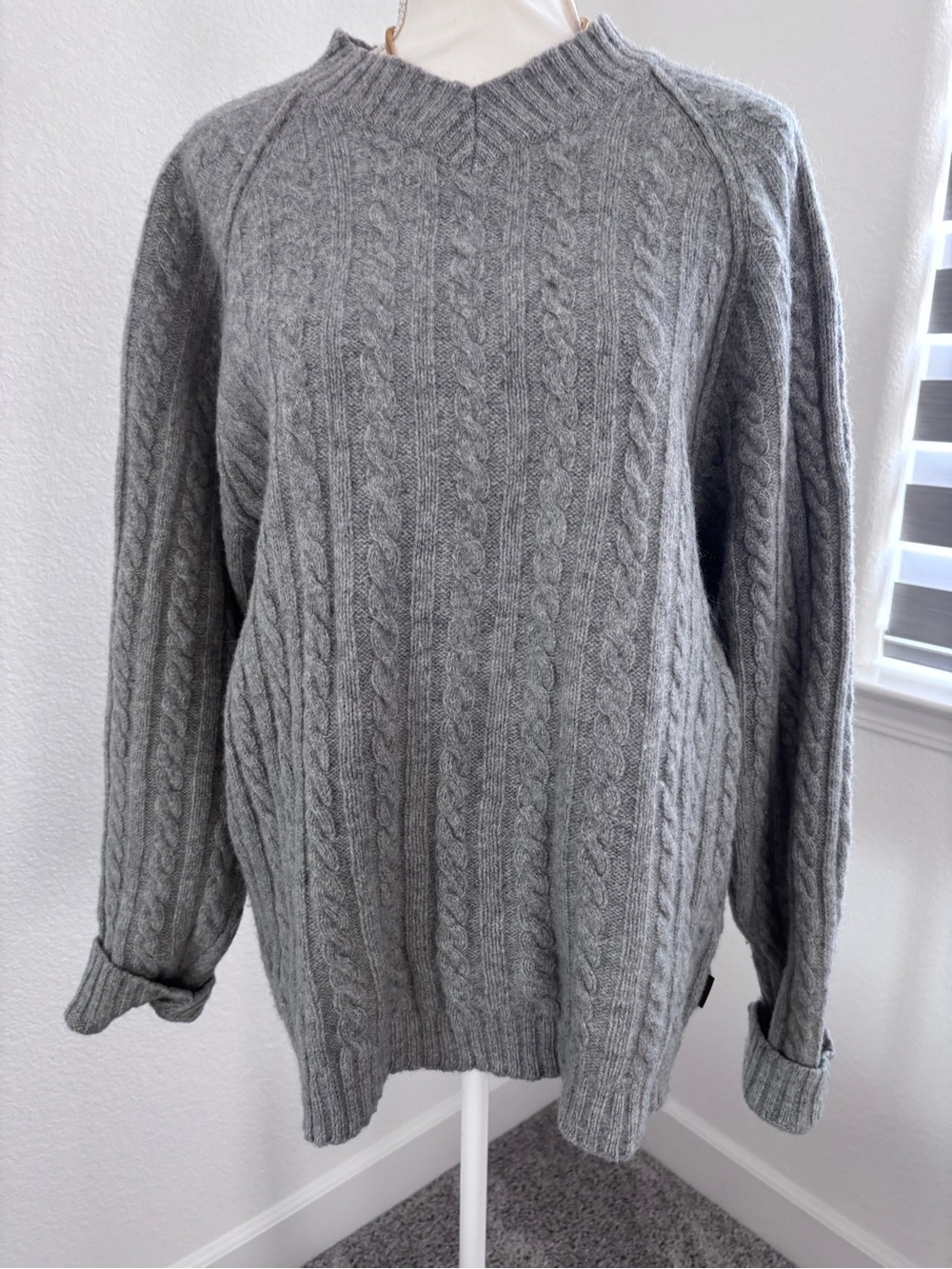 Timberland wool Gray Cable Knit Crewneck Sweater
